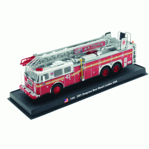 Seagrave Rear Mount Ladder 2001 die-cast Fire Truck Model 1:64