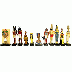 Ancient Egypt Egyptian God set of 11 magazines with figurines resin statue size 5" high (Nefertiti, Horus, Seth, Renenoutet, Atoum, Meresger, Anubis, Sopdou, Aton, Anty, Amemet)
